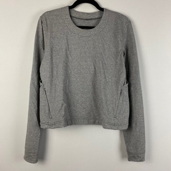 Lululemon Getaway Crew Heathered Speckled Grey Cutout Stretch Sweatshirt 8 - Picture 1 of 9